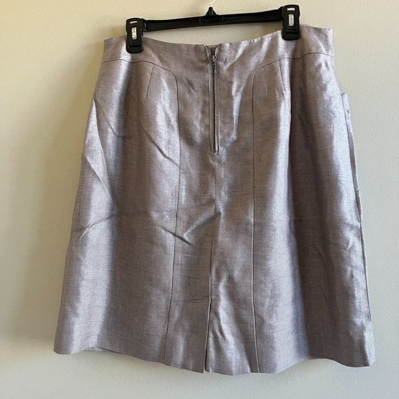 Nic + Zoe Linen Womens Size 10 Mini Skirt Silver Gray Shimmer Lined Work A Line - Picture 3 of 5
